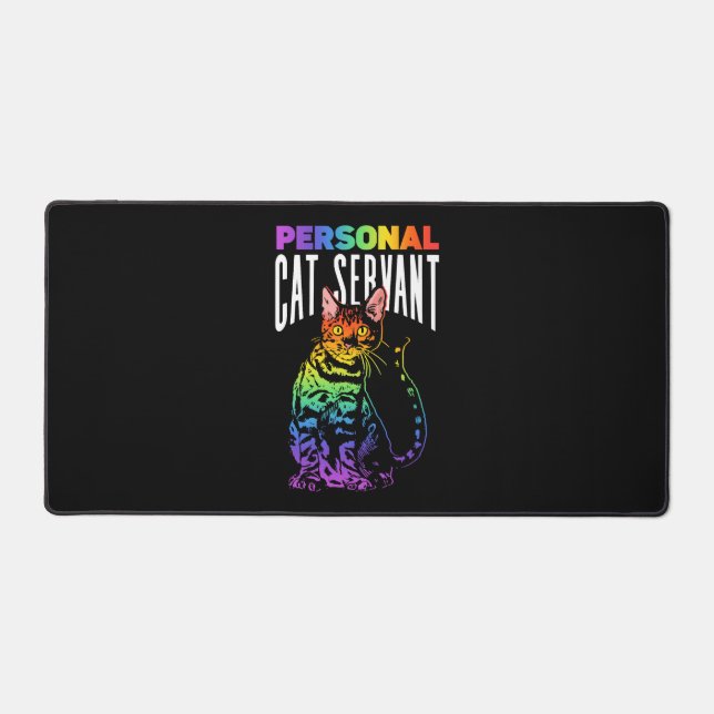 Personal Cat Servant Rainbow Coloured Feline Pride Desk Mat (Front)
