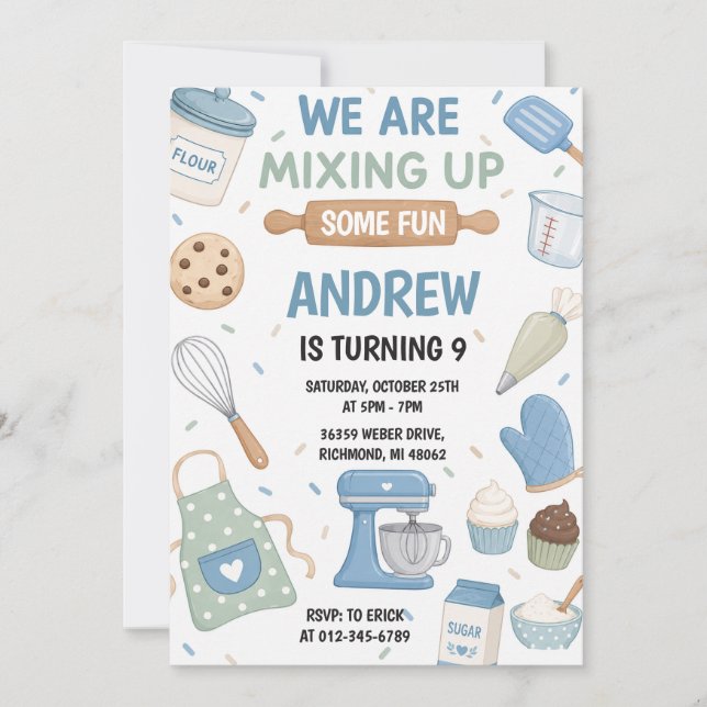 Personal Chef Boys Cooking Party Invitation (Front)