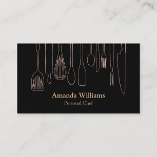 Personal Chef Catering Kitchen Silver Utensils Business Card