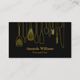 Personal Chef Catering Kitchen Silver Utensils Business Card