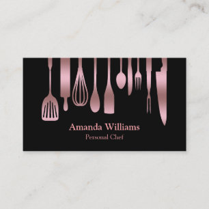 Personal Chef Catering Kitchen Silver Utensils Business Card