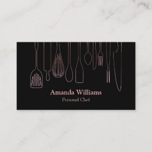 Personal Chef Catering Kitchen Silver Utensils Business Card
