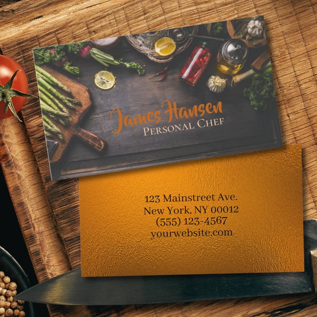 Personal Chef Catering Vegetables & Herbs Design   Business Card (Creator Uploaded)