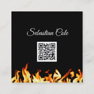 Personal Chef Culinary Flaming Fire Catering Square Business Card