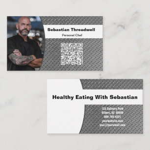 Personal Chef Diamond Plate Custom Photo Business Card