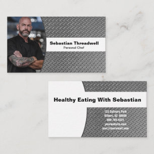 Personal Chef Diamond Plate Custom Photo Business Card
