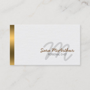 Personal Chef Food Skills Gold Cursive Monogram Business Card