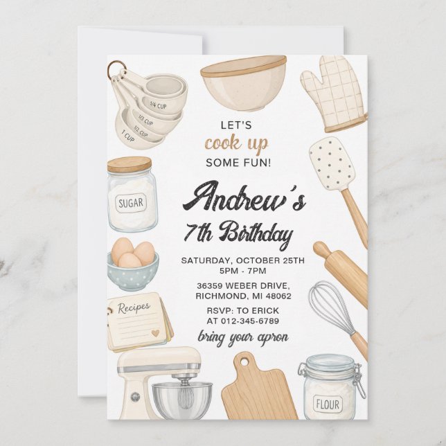 Personal Chef Kitchen Digital Birthday Invitation (Front)