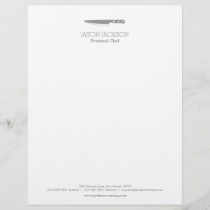Personal chef knife logo catering business letterhead