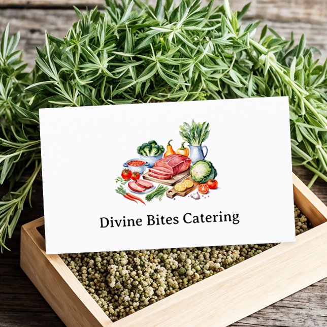 Personal Chef Modern Watercolor Dining Business Card (Creator Uploaded)