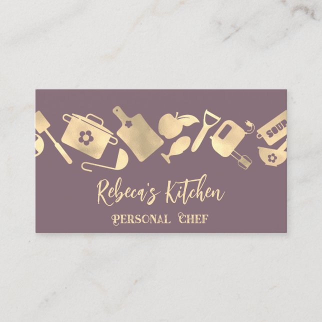 Personal Chef Restaurant Catering Logo QR Code Business Card (Front)