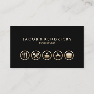 Personal Chef Services Gold Icons BusinessCard Business Card