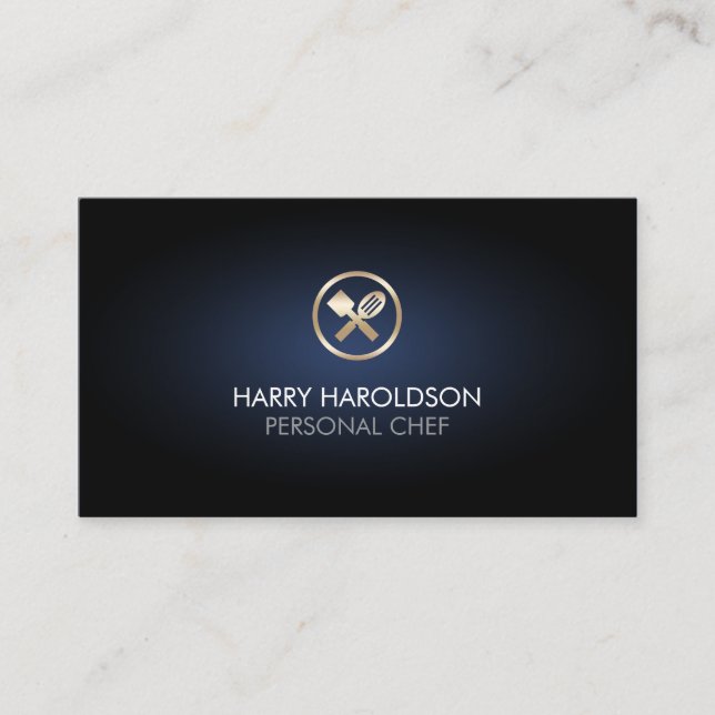 Personal Chef Utensils Icon Food Service Business Card (Front)