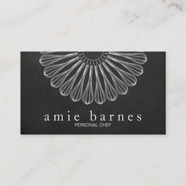 Personal Chef Whisk Black Catering Black Business Card (Front)
