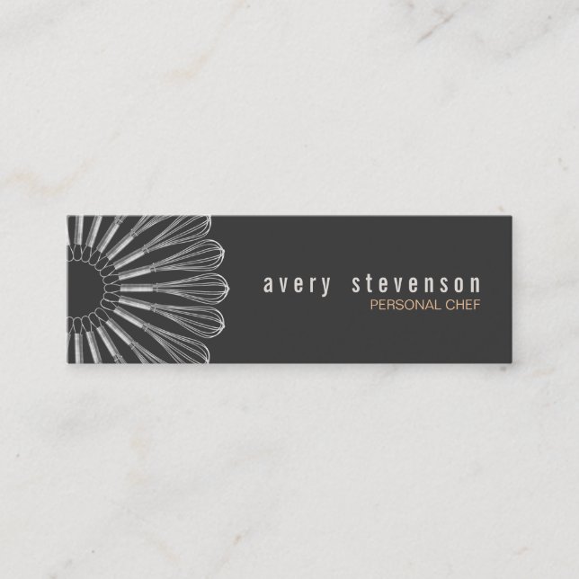 Personal Chef Whisk Logo Black Business Card (Front)