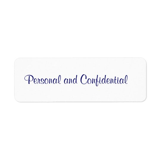 Personal Confidential Label Return Address Label