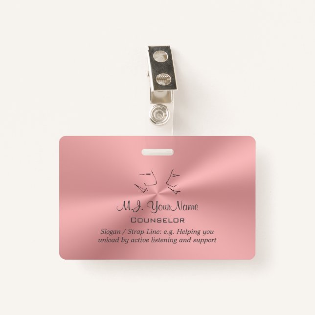 Personal Counsellor luxury pink chrome-effect Badge (Front with Clip)
