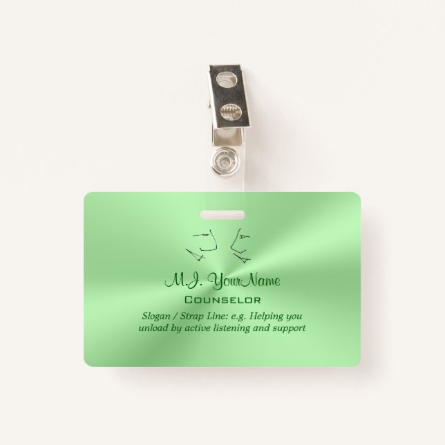 Personal Counsellor minty green chrome effect Badge (Front with Clip)