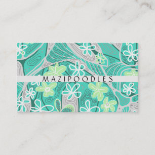 Personal Creative Floral Neuro Art Teal Green Grey Business Card