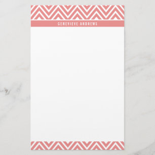 PERSONAL CUSTOM chevron patterned cute coral pink Stationery