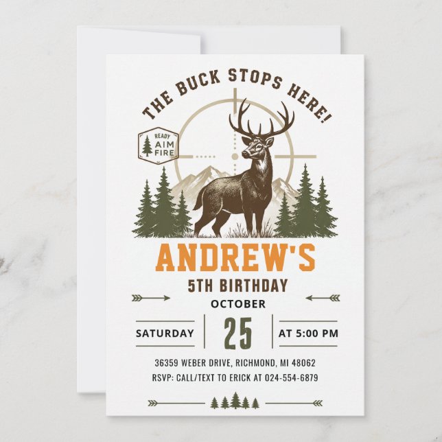 Personal Deer Birthday Party Invitation (Front)