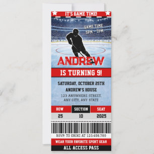 Personal Digital Hockey Game Ticket Birthday Invitation