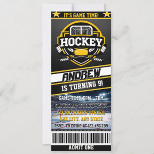 Personal Digital Hockey Ticket Birthday Sports  Invitation