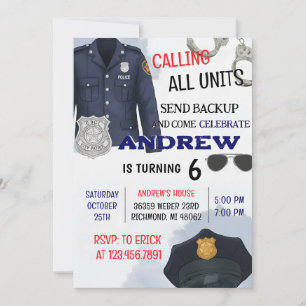 Personal Digital KID Police Birthday Party Invitation
