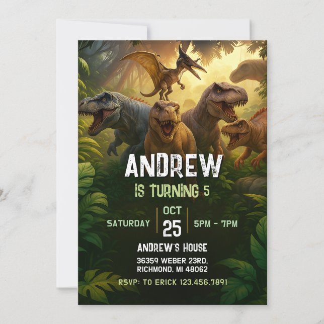 Personal Dinosaur Birthday party Invitation (Front)