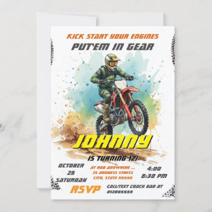 Personal Dirt Bike Motocross Birthday Party Invitation