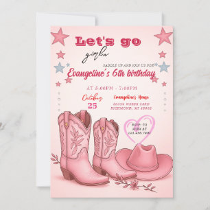Personal Disco Rodeo Pink Cowgirl Birthday Party Invitation