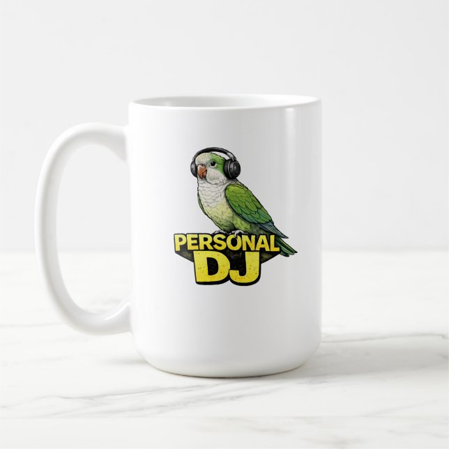 Personal DJ Quaker Parrot Coffee Mug (Left)