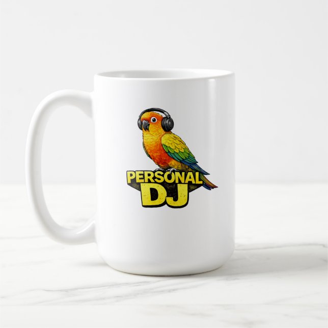 Personal DJ Sun Conure Coffee Mug (Left)