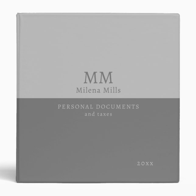 Personal Documents 2-tone Grey Binder (Front)
