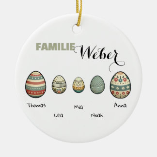 Personal Easter trailers with family names Ceramic Ornament