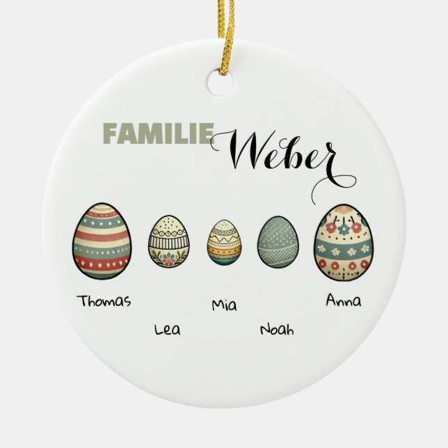 Personal Easter trailers with family names Ceramic Ornament (Front)