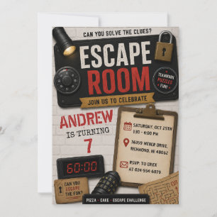 Personal Escape Room Puzzle Birthday Invitation