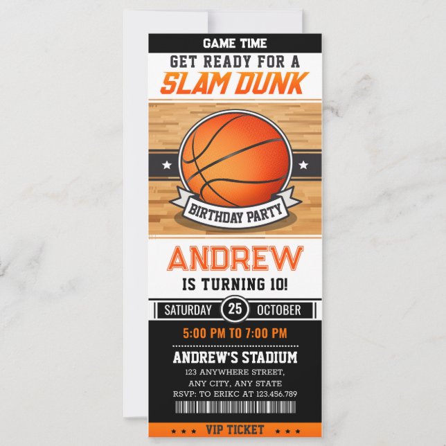 Personal Fast Break Birthday Party Invitation (Front)