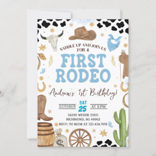 Personal First Rodeo Cowboy Birthday Invitation