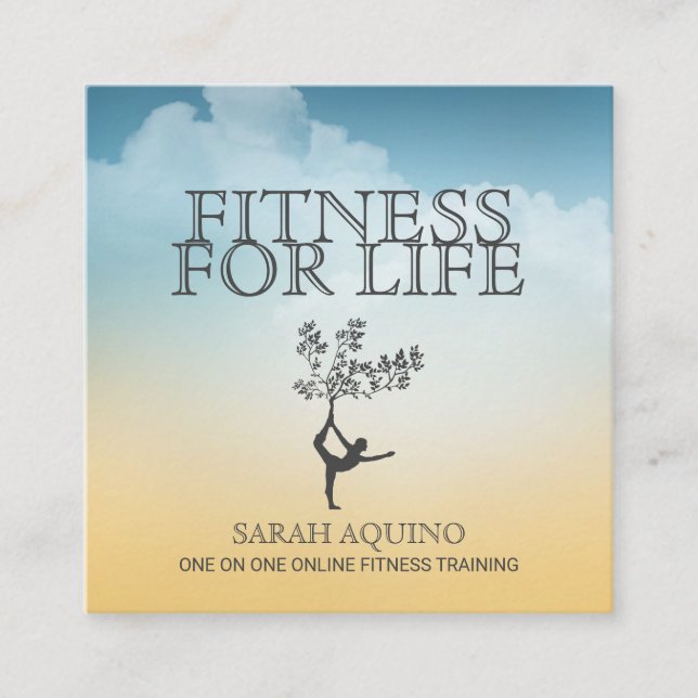 Personal Fitness Trainer Coach Exercise Square Business Card (Front)