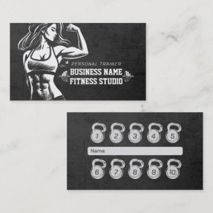 Personal Fitness Trainer Loyalty Punch Kettlebell Business Card