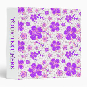Personal Floral Watercolor Print Purple and Pink Binder