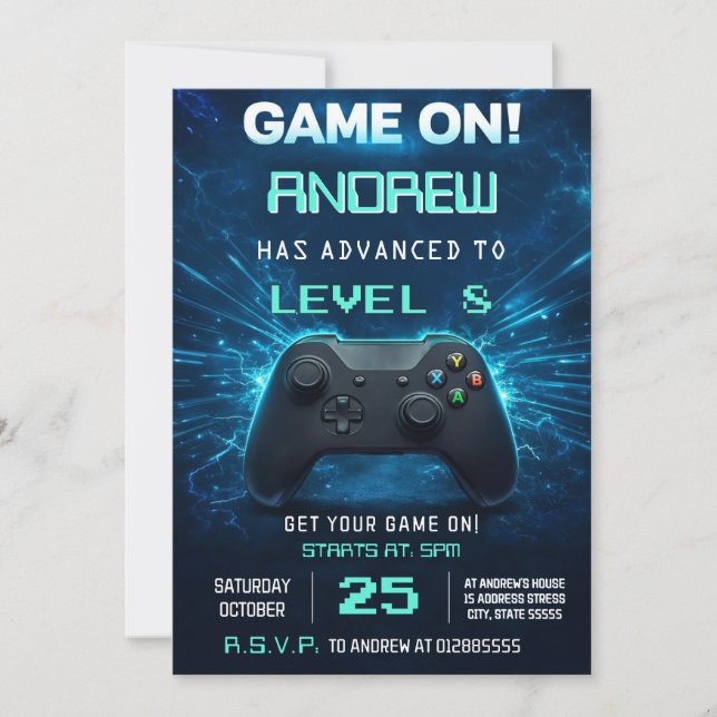 Personal Gaming Birthday Party  Invitation (Front)