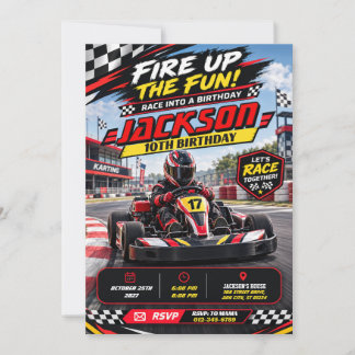 Personal Go Karting Birthday invitation