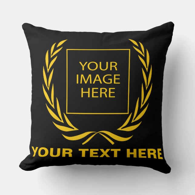 Personal Golden Laurel Wreath Throw Pillow (Front)