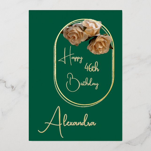 Personal Green and Gold Named & Aged Birthday Card (Front)
