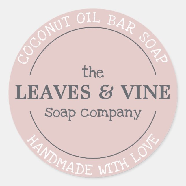 Personal Handmade With Love Pink Classic Round Sticker (Front)