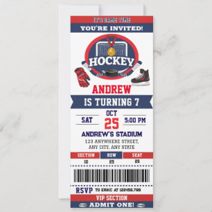 Personal Hockey Game Ticket Birthday Party Invitation