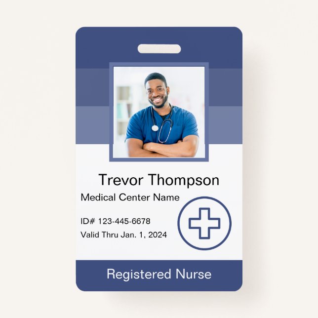 Personal Hospital Employee Photo Blue Badge (Front)