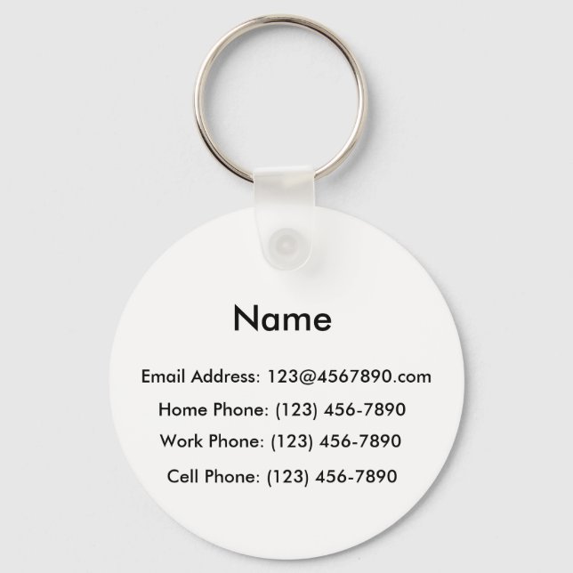 Personal Info- Customize It! Keychain (Front)